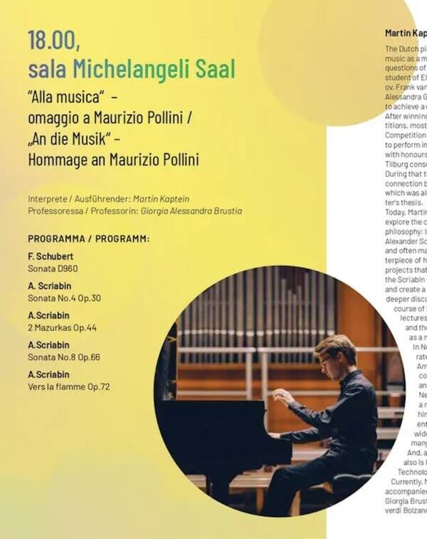 Concert program Sala Michelangeli Bolzano