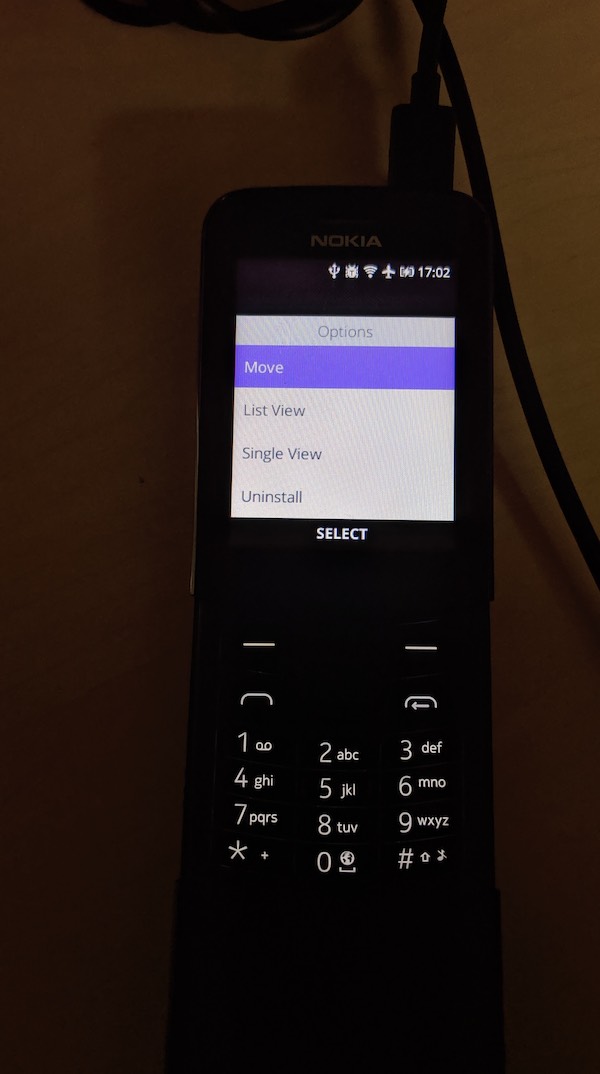 Uninstall menu on KaiOS